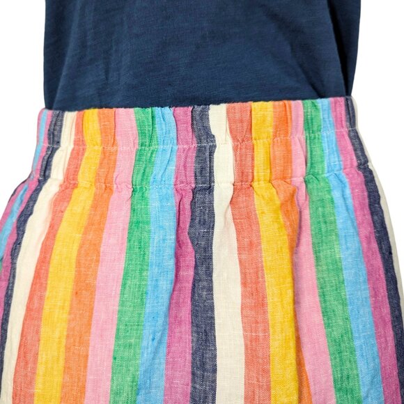 J.Crew XS Pull-On Rainbow Stripe Lined Linen Knee Length Casual Skirt w/Pockets - Picture 3 of 9